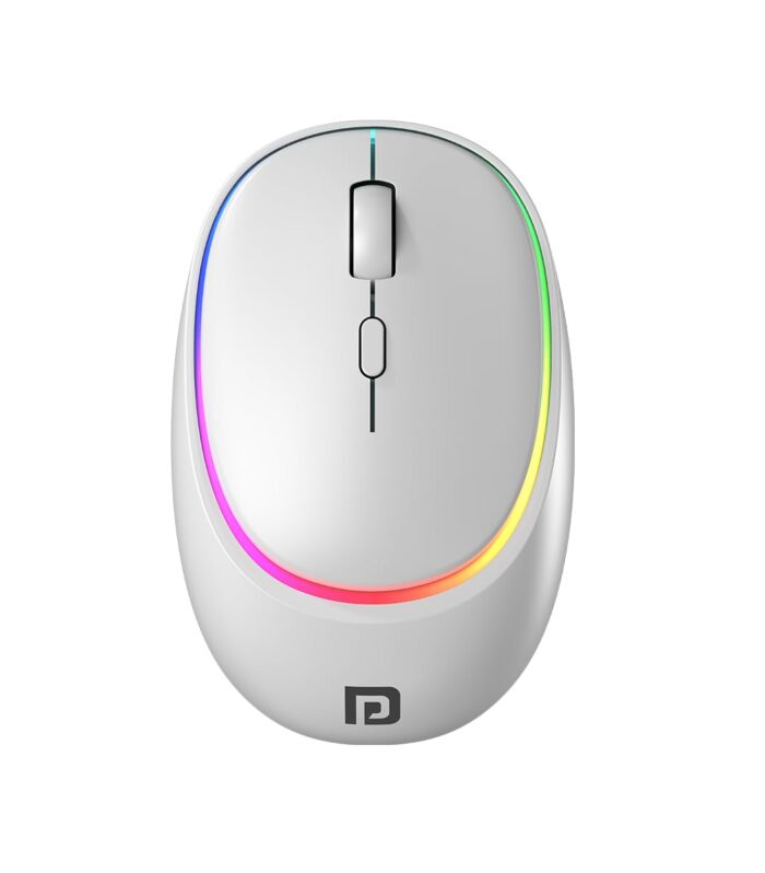 Portronics Toad IV Bluetooth Mouse with 2.4 GHz Wireless (Dual Connectivity), Rechargeable, Connect up to 3 Devices, RGB Lights, Adjustable Optical DPI, for Laptop, PC, Tablet, Smartphone (White)
