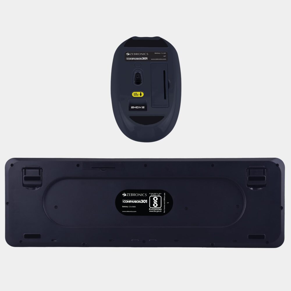 ZEBRONICS Newly launched Companion 301 2.4GHz Wireless Keyboard & Mouse Combo with UV Printed, Retro Style Keys, 104 + 12 Integrated Multimedia Keys, 1600 DPI, High Precision (Black + Grey) - Image 6