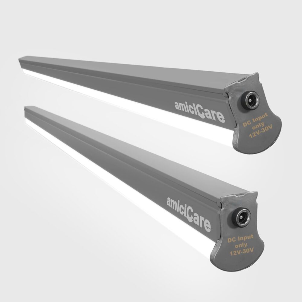 amiciCare 20W DC Tubelight for Off-Grid Solar System, Fliker-Free | Energy-Efficient | Variable Voltage Range LED Batten Work on 10~30VDC Power Supply (Cool-White, Pack of 2)