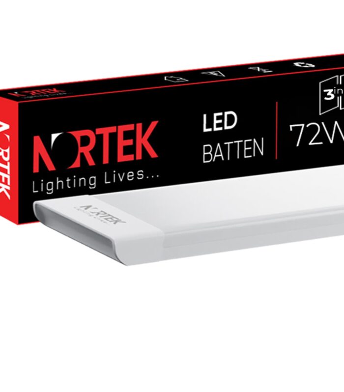 Nortek Essenza 72 Watt 4 Feet 3 in 1 Colour Led Tube Light Batten for Home - Colour Changing Switch (Natural, Warm & Cool White Light), Fit for Wall, Ceiling or Hanging Clamps in any Room, Pack of 1