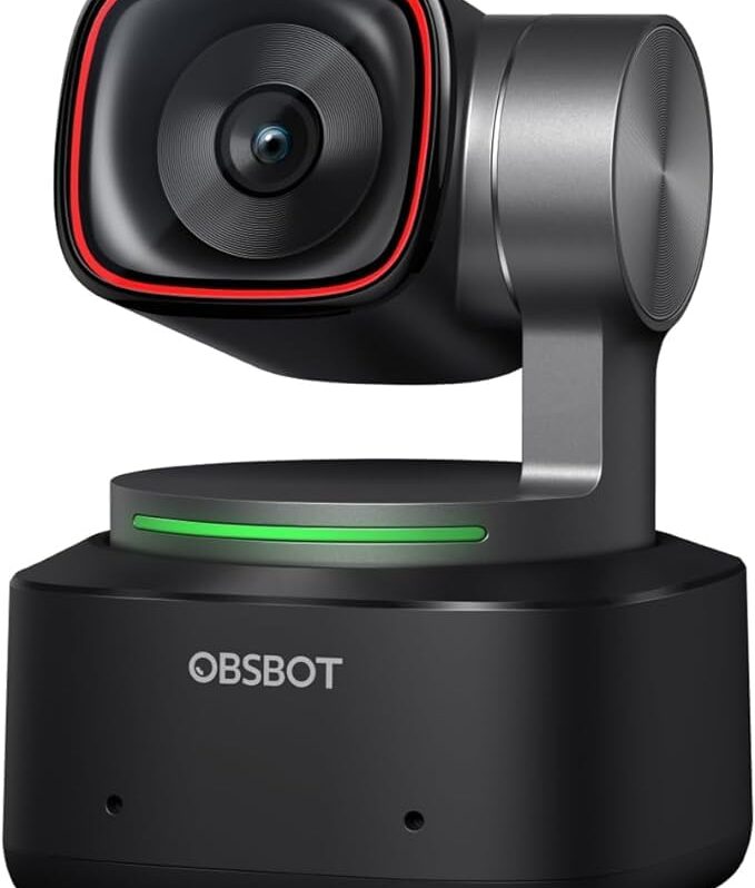 OBSBOT Tiny 2 4K Webcam with 1/1.5" Sensor, PTZ AI Tracking Multi- Mode, Auto Focus, Gesture Control, 60 FPS, Voice Control, HDR Light Correction, Webcam for PC, Streaming, Meeting, etc.