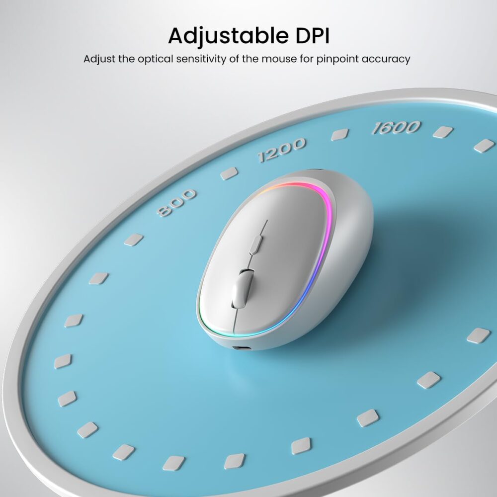 Portronics Toad IV Bluetooth Mouse with 2.4 GHz Wireless (Dual Connectivity), Rechargeable, Connect up to 3 Devices, RGB Lights, Adjustable Optical DPI, for Laptop, PC, Tablet, Smartphone (White) - Image 4
