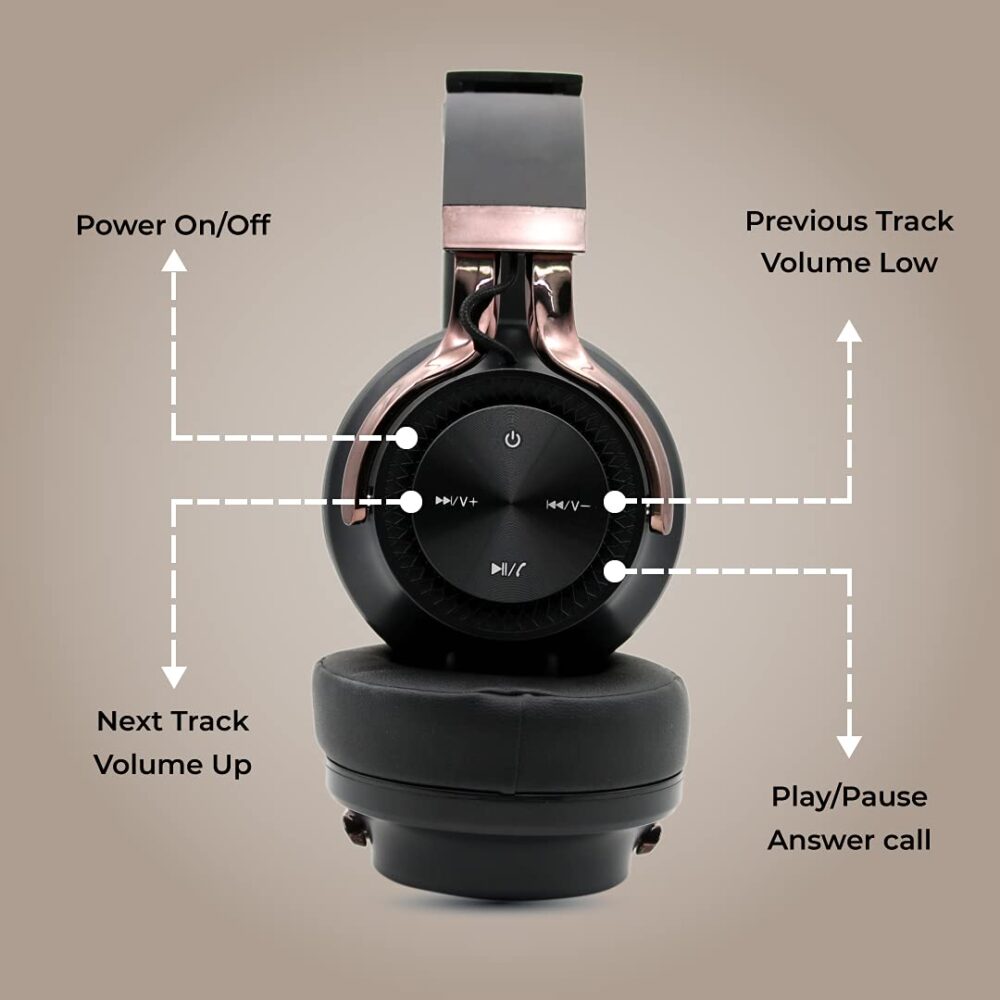 HAMMER Bash Over The Ear Wireless Bluetooth Headphones with Mic, Deep Bass, Foldable Headphones, Fast Pairing, Upto 8 Hours Playtime, Workout/Travel, Bluetooth 5.0 (Black) - Image 4