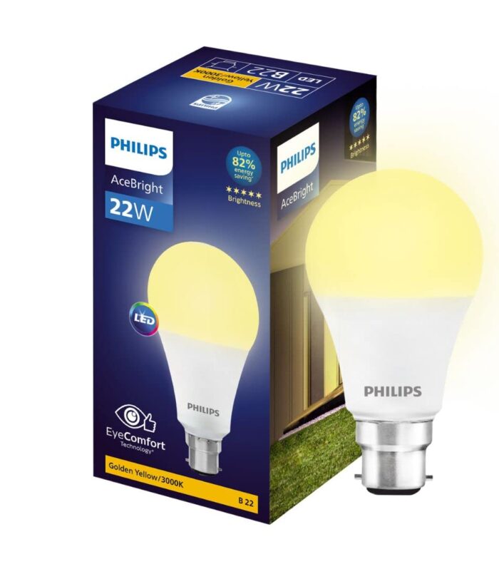 PHILIPS 22-watt LED Bulb |AceBright High Wattage LED Bulb|Base: B22 Light Bulb for Home | Golden Yellow, Pack of 1