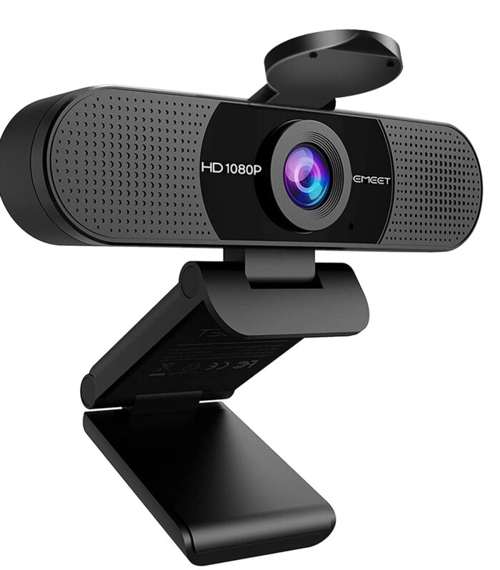 1080P Webcam with Microphone, eMeet C960 Web Camera, 2 Mics Streaming Webcam with Privacy Cover, 90°View Computer Camera, Plug&Play USB Webcam for Calls/Conference, Zoom/Skype/YouTube, Laptop/Desktop