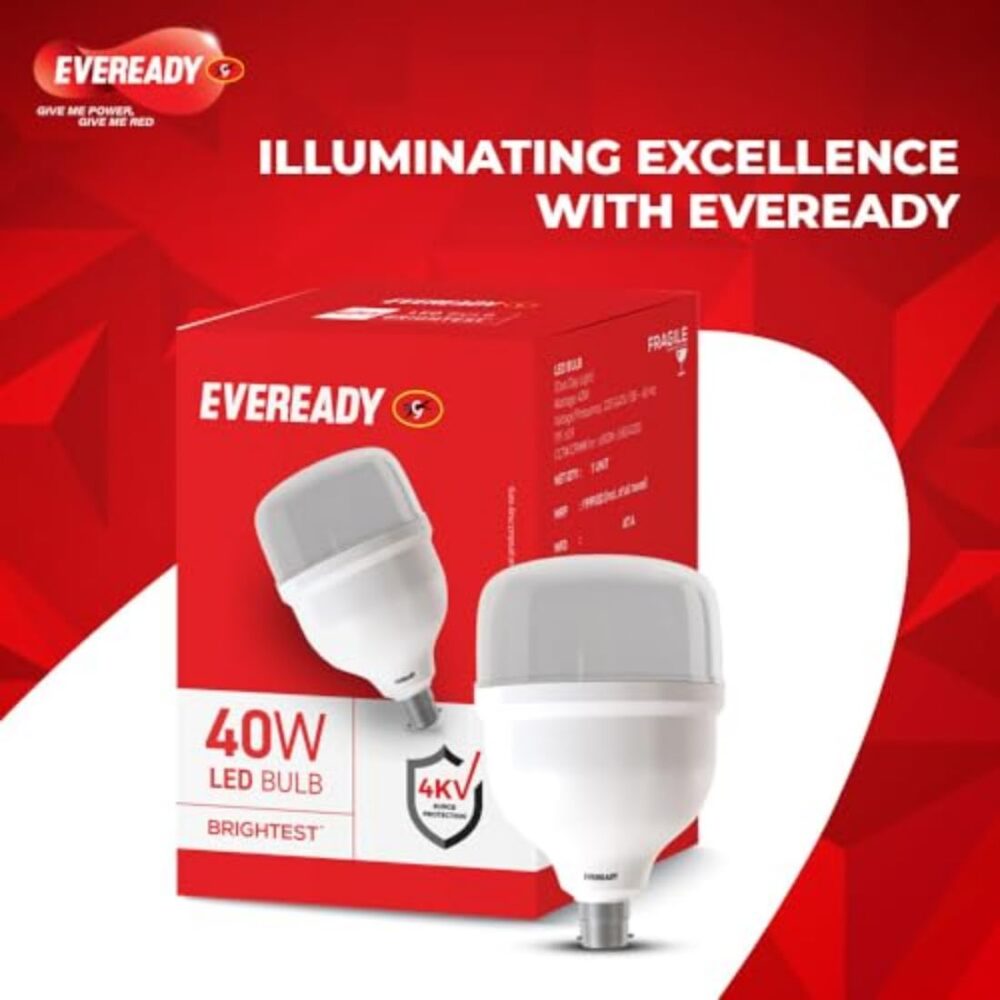 Eveready 40W LED Hammer Bulb with B22 Base, High CRI, 4KV Surge Protection, Energy Efficient & Long Life – Cool Daylight (6500K) for Home & Commercial Use - Image 5