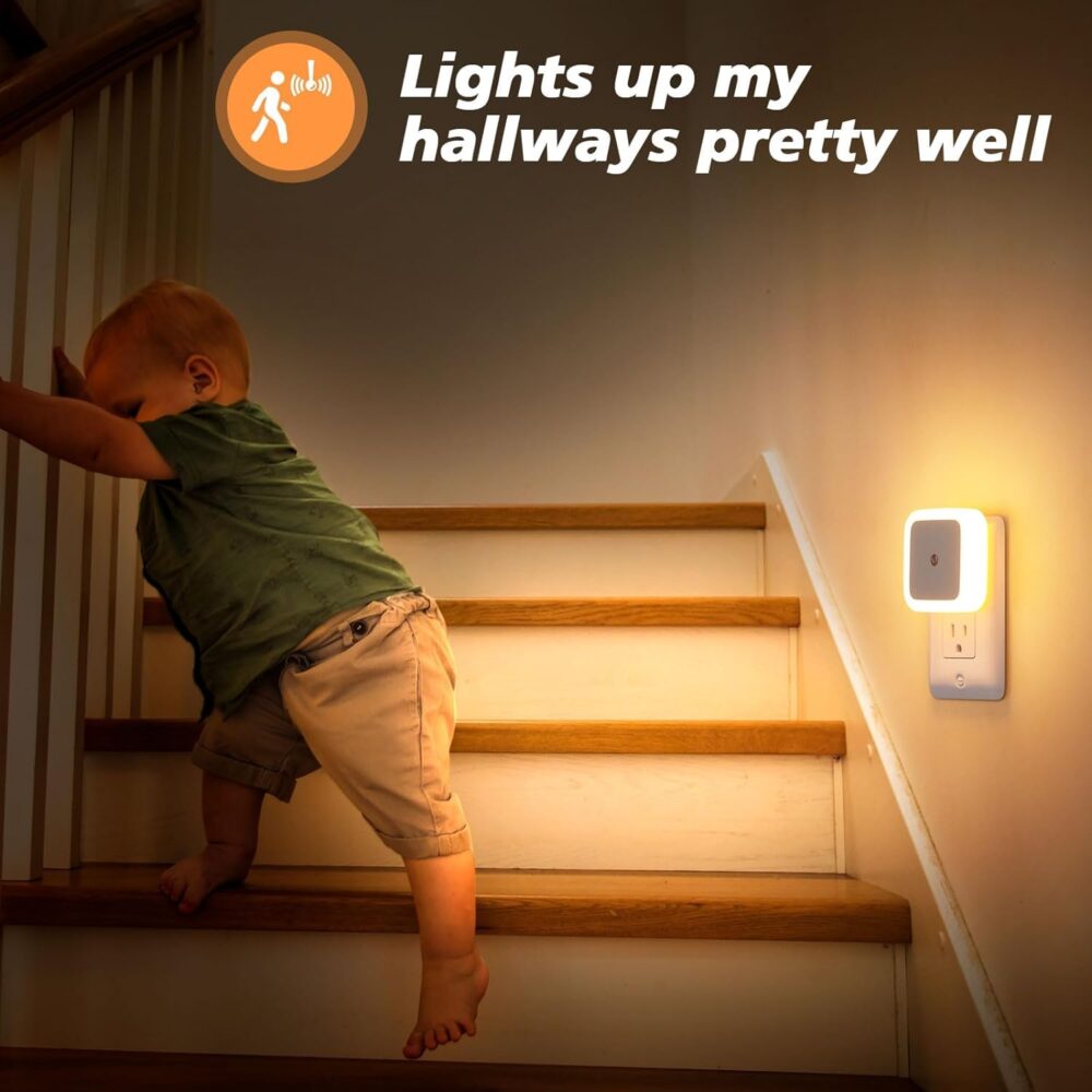 VR PRIME 3pc Night Lamp Sensor Light for Bedroom Bed Side Home | Smart Automatic ON/Off Dim LED Lights | Energy Saving 0.5W Lamp | Long Life for Hallway, Stairs, Kitchen, Bathroom (Warm) (Pack of 3) - Image 3