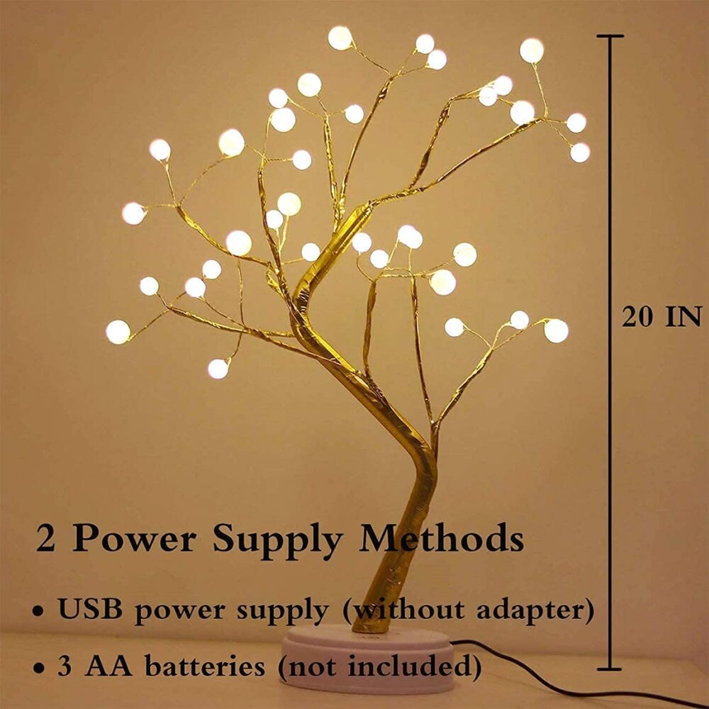 REFULGIX 36 LED Pearl Bonsai Tree Lamp with Touch Switch | USB & Battery Operated Decorative Light for Home, Bedroom, Festival, Gift Use (Warm White, Pack of 1) - Image 5
