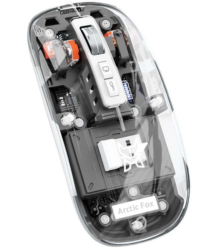 Arctic Fox Pureview Transparent Wireless and Bluetooth Rechargeable Mouse, USB Receiver,LED Battery Magic Silm for Office/PC/Mac/Laptop/Apple/ipad(Space Gray)