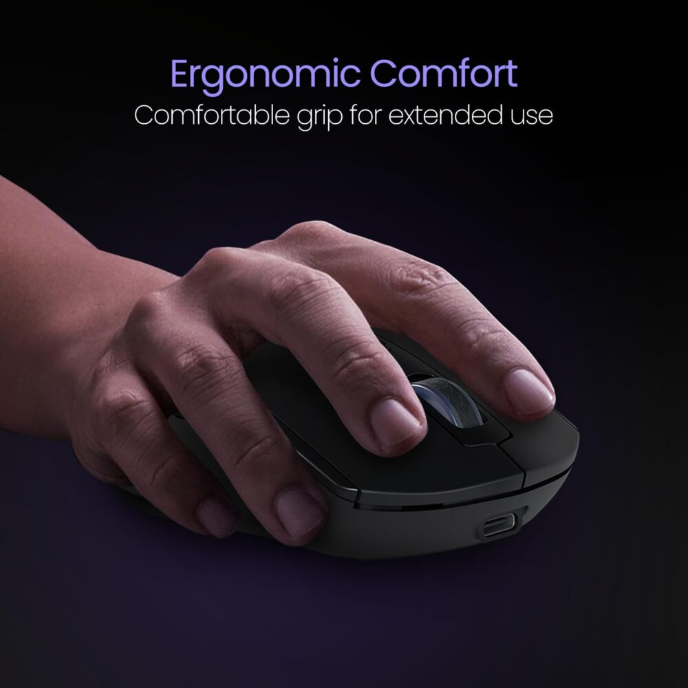 Portronics Toad One Bluetooth Mouse with 2.4 GHz & BT 5.3 Dual Wireless, 6 Buttons, Rechargeable, RGB Lights, Connect 3 Devices, Ergonomic Design for Laptop, Smartphone, Tablet (Black) - Image 3