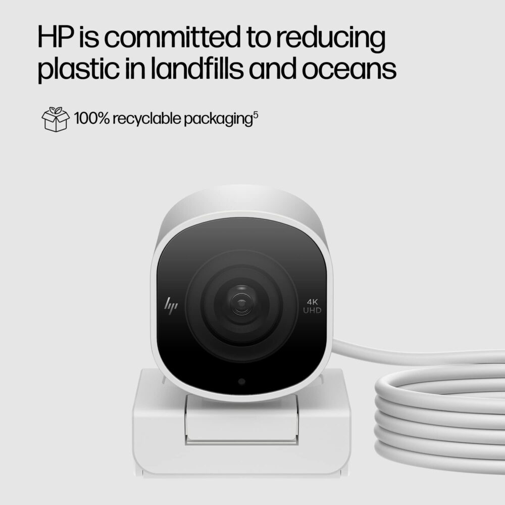 HP 960 4K Streaming Webcam, 4K 30fps or 1080p 60fps, STARMIS CMOS Sensor, 8MP, 100 deg Diagonal Field of View, autofocus, Dual mic, Universal mounting Clip, Tripod Mount, 360 deg Swivel, 90 deg tilt - Image 3