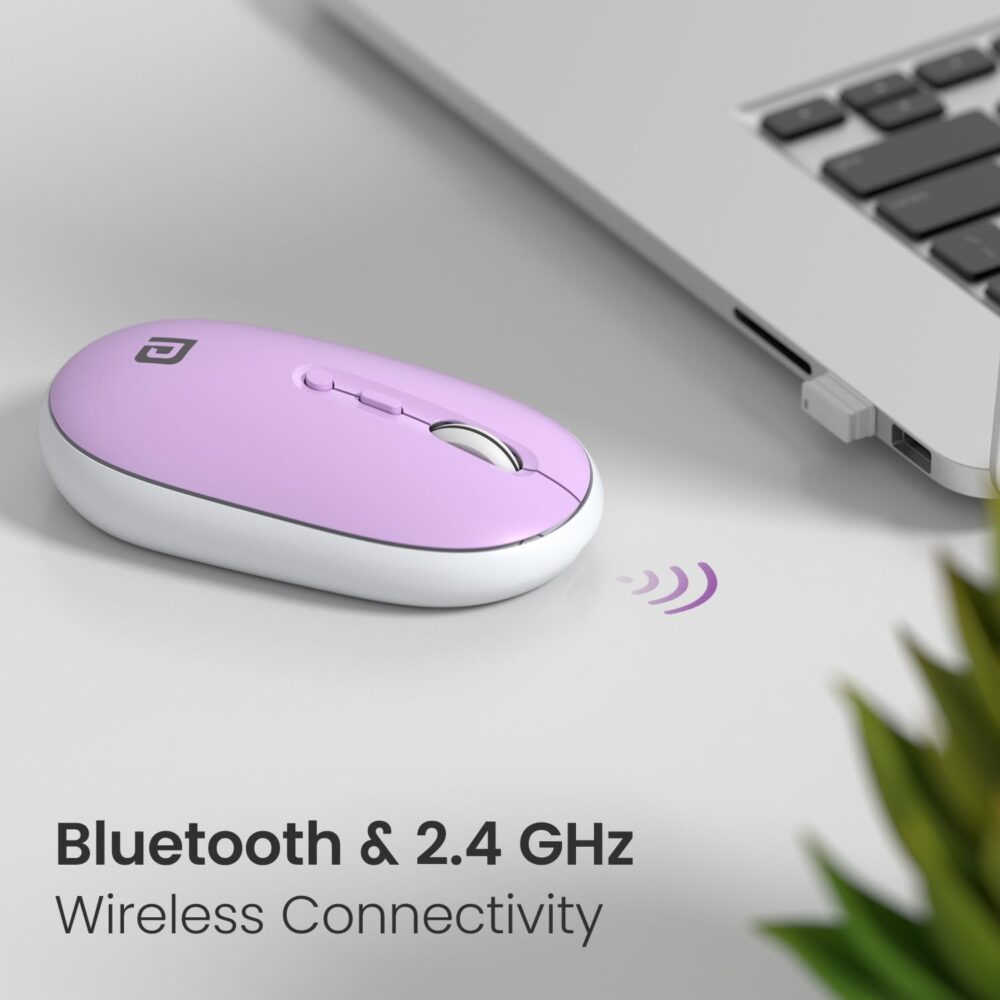 Portronics Toad II Bluetooth Mouse, with Bluetooth 5.0 & 2.4 Ghz Dual Wireless Connectivity, Rechargeable Battery, Adjustable DPI up to 1600 Compatible with Laptop, MacBook, PC (Purple) - Image 6