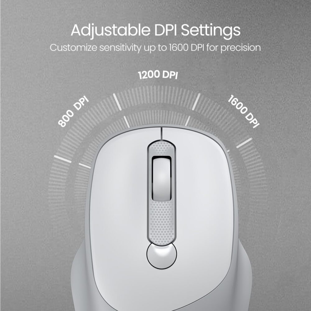 Portronics Toad 35 Wireless Mouse with 2.4 GHz Wireless, Adjustable Sensitivity, USB Receiver, Ergonomic Design, for Laptops, Desktops PC, Mac (White) - Image 5