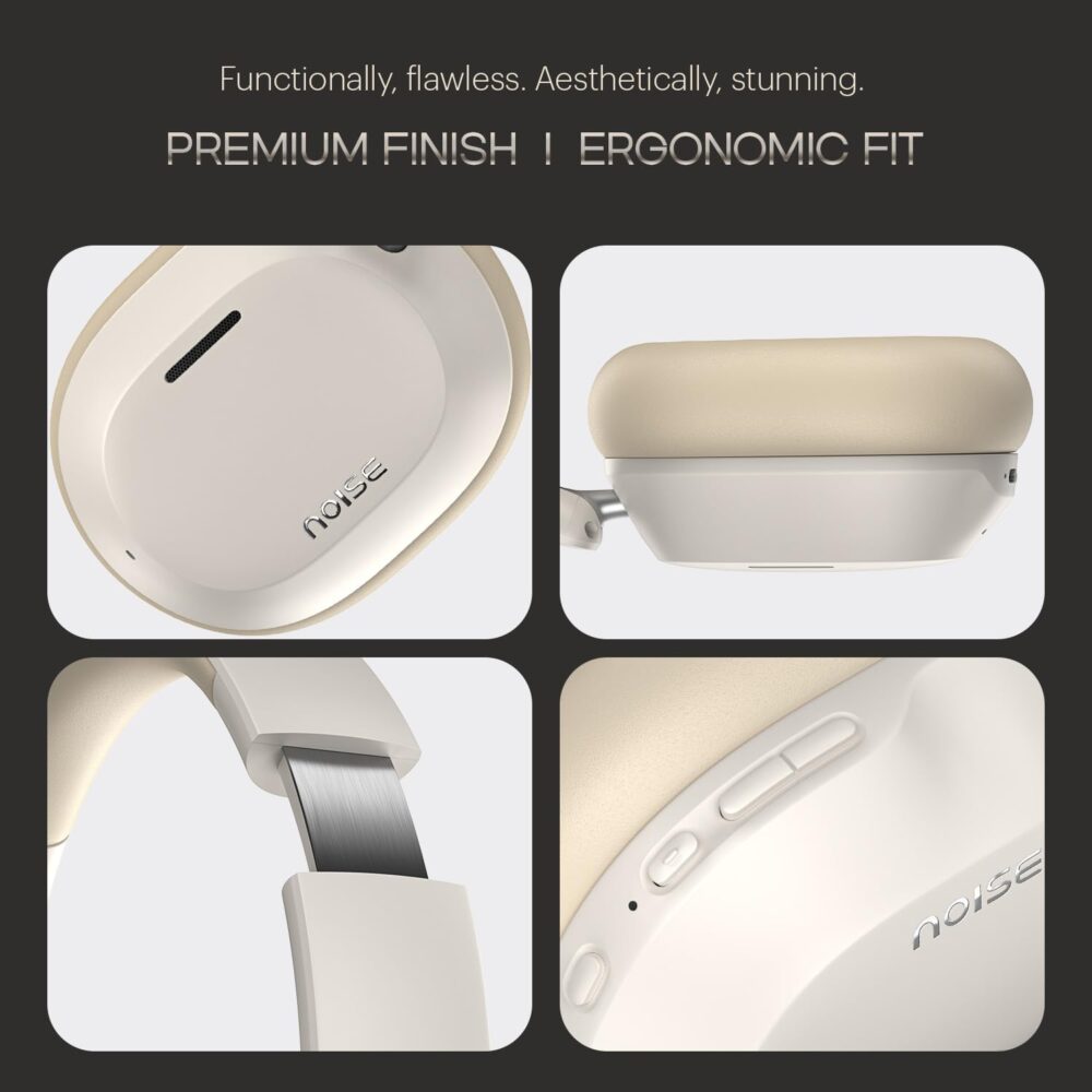 Noise Newly Launched Airwave Max 5 Wireless Over Ear Headphones with Adaptive Hybrid ANC (up to 50dB), HFA Tech, 80H Playtime, Dual Pairing(Calm Beige) - Image 2
