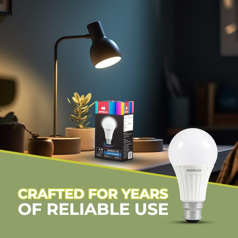 HAVELLS Sensolite 9W Motion Sensor Led Bulb |Auto on-Auto off|5 Mtr Radius Sensor Area (B22 Cool day white) - Image 3