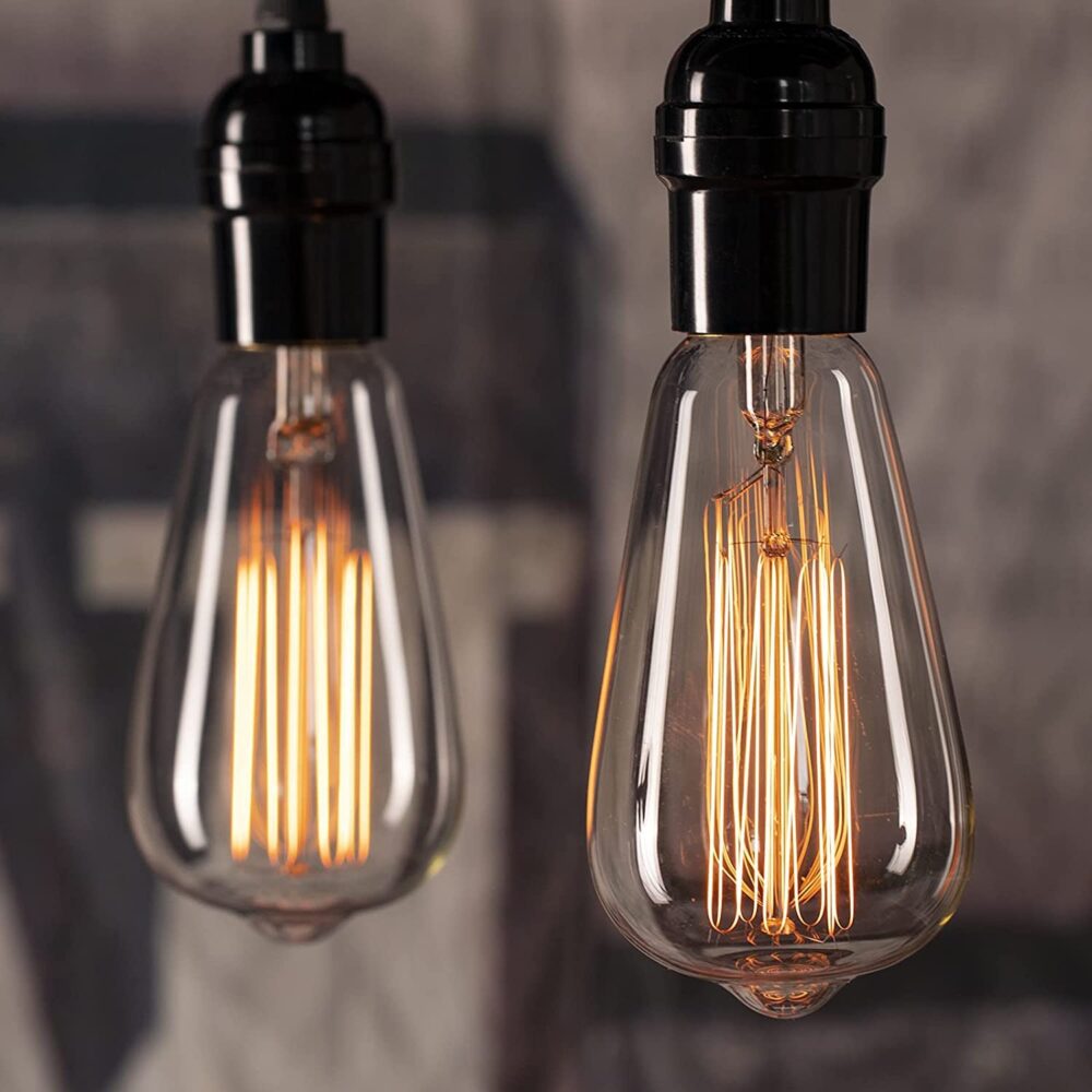 Desidiya ® Edison Tungsten Filament Antique Glass Light Bulbs Vintage Base E27 Bulb Yellow Light for Home Decoration, Living Room, Hall, Balcony, Restaurant Bar Lighting (Pack of 2). - Image 4