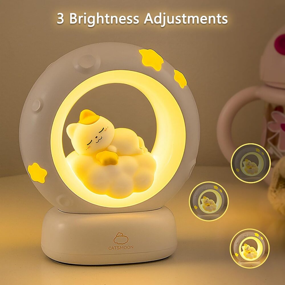 KRIVAZ Space Kitty LED Night Light for Kids, Nursery Night Light, Table Lamp, Animal Kitty Bedside Decor Lamp with Dimmable for Gifts for Girls Baby Cat Lovers (Cat) - Image 4