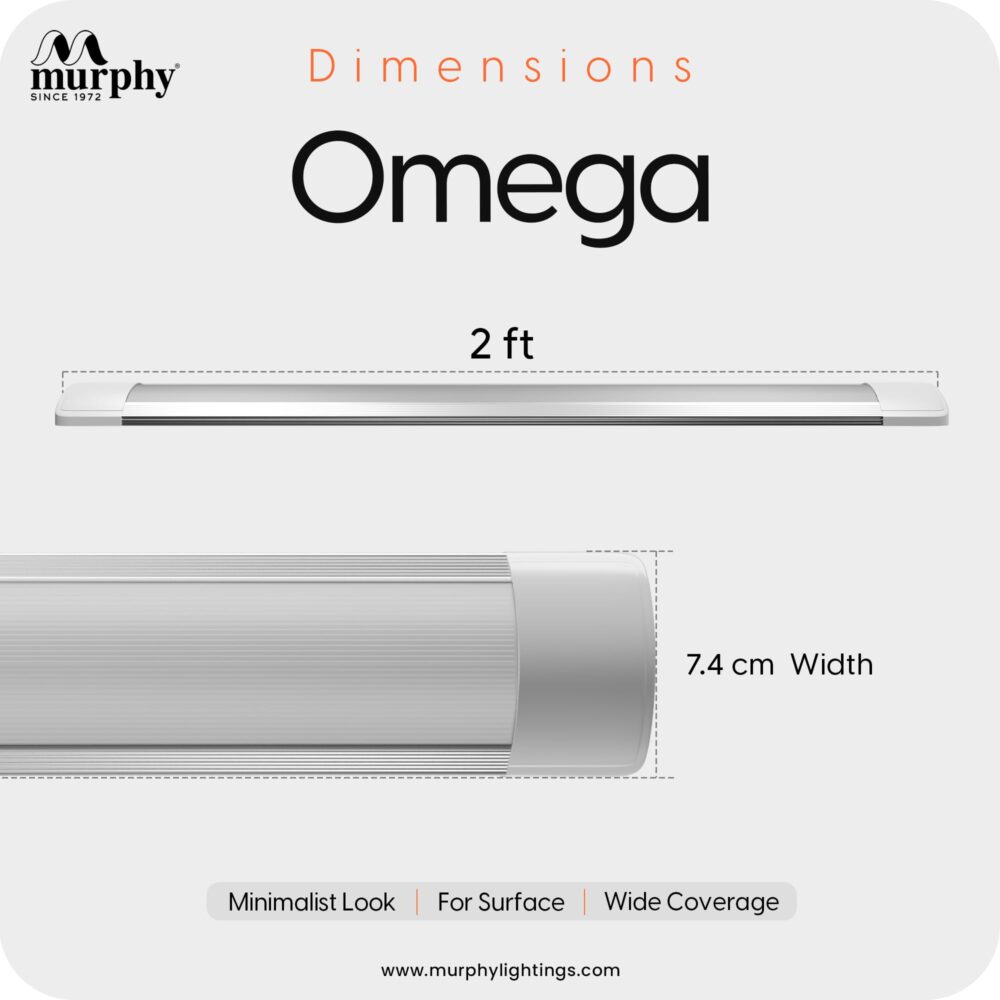 Murphy Omega 20W LED Tube Light | Ultra-Slim 2ft Aluminium Batten | Soft Cool White Glow (Pack of 2) - Image 4