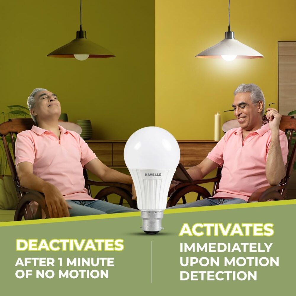 HAVELLS Sensolite 9W Motion Sensor Led Bulb |Auto on-Auto off|5 Mtr Radius Sensor Area (B22 Cool day white) - Image 8