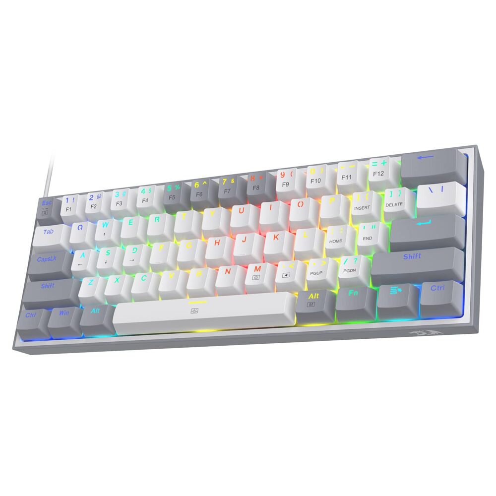 Redragon K617 Fizz 60% Wired RGB Gaming Keyboard, 61 Keys Compact Mechanical Keyboard w/White and Grey Color Keycaps, Linear Red Switch, Pro Driver/Software Supported - Image 2