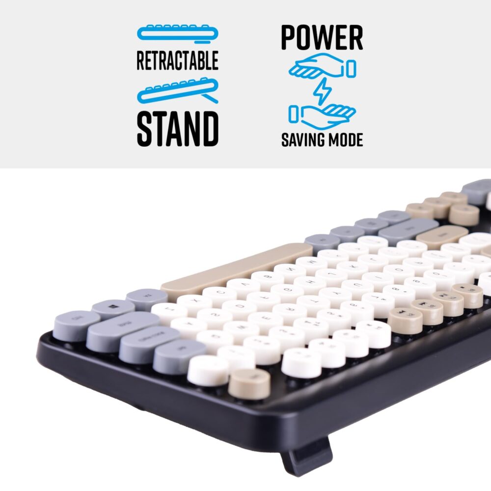 ZEBRONICS Newly launched Companion 301 2.4GHz Wireless Keyboard & Mouse Combo with UV Printed, Retro Style Keys, 104 + 12 Integrated Multimedia Keys, 1600 DPI, High Precision (Black + Grey) - Image 3