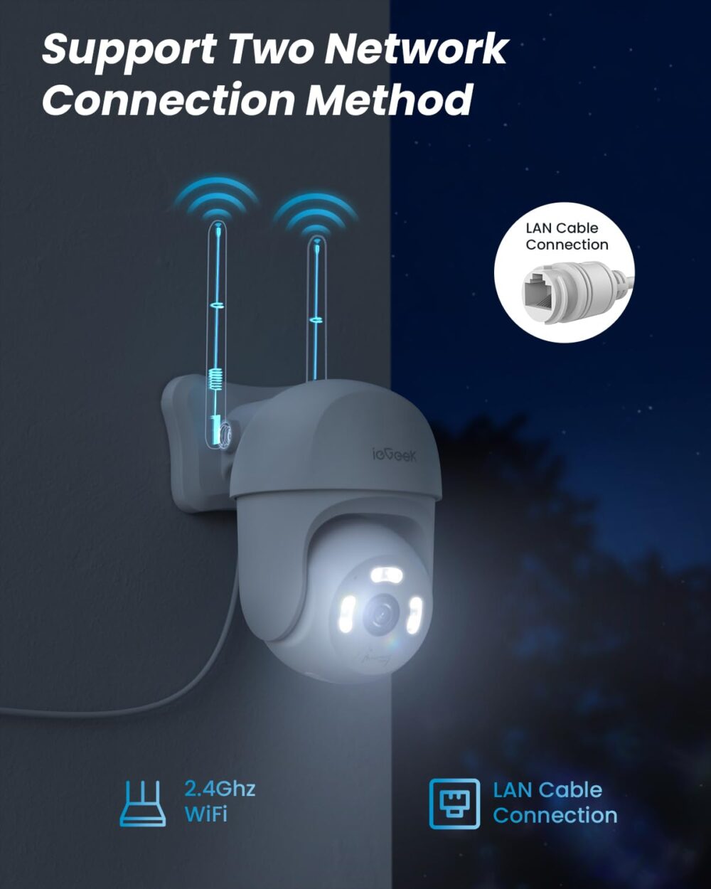 ieGeek 4MP CCTV Camera for Home Outdoor, WiFi Security Camera, 360°Pan/Tilt, Colour Night Vision, Motion Tracking, Human Detection, Two-Way Audio, Siren, Alexa, IP65… - Image 3