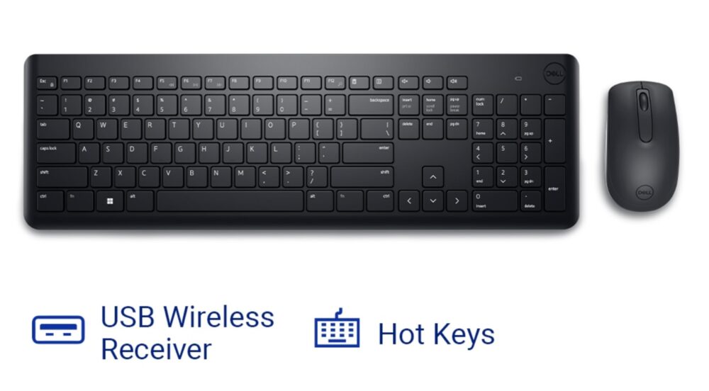 Dell KM3322W Wireless USB Keyboard and Mouse Combo, Anti-Fade & Spill-Resistant Keys, up to 36 Month Battery Life, 3Y Advance Exchange Warranty - Black - Image 6