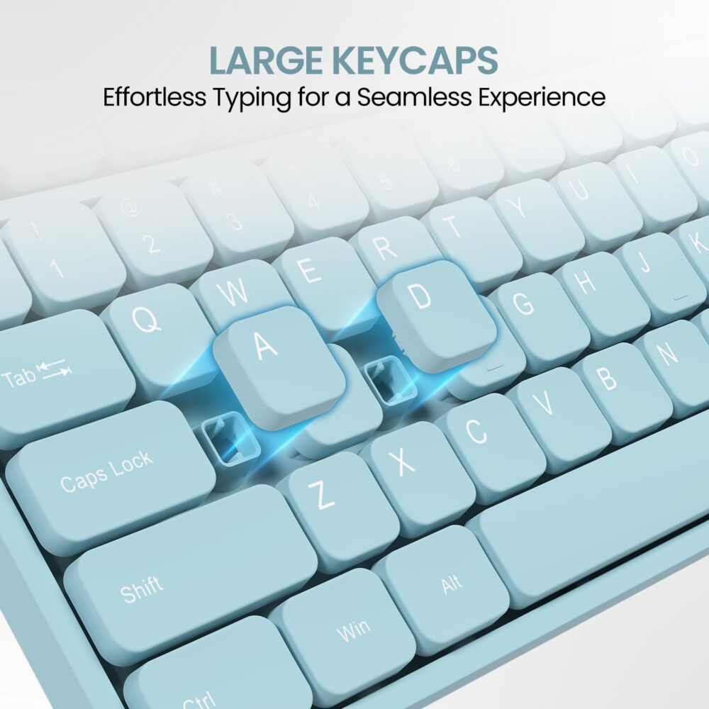 Portronics Ki-Pad 3 USB Wired Keyboard with Large Keycaps, Noise-Free Typing, Fn Multimedia Hotkeys, Full-Size Layout with Num Pad, Ergonomic Design, 1.5m USB Cable, for Laptop, PC, Mac (Blue) - Image 8