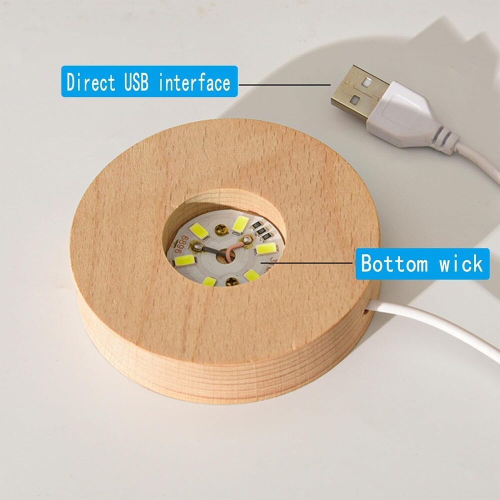 Desidiya 3D Saturn Crystal Ball Night Lamp,Crystal Ball Night Light,USB Table Colorful LED 2.4 Inch Wooden Base Lamp for Home Decoration Birthday Gift for Teens Boys and Girls - Image 2