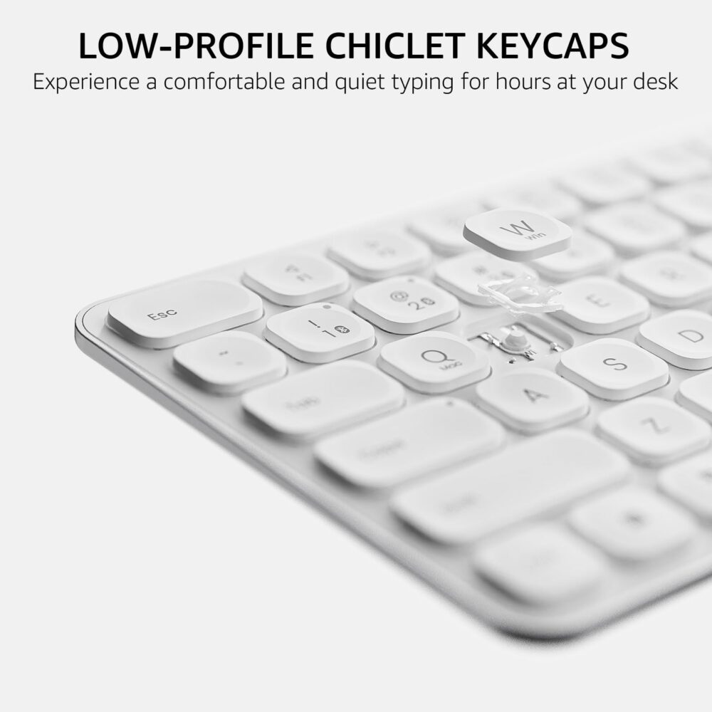Rapoo E9050L Bluetooth Wireless Multi-Device Keyboard(4 Devices), Rechargeable, Led Indicators, Ultra-Thin, Ergonomic, Compatible with Windows, iOS, Android, Tab, Smartphones -White, 3-Year Warranty - Image 7