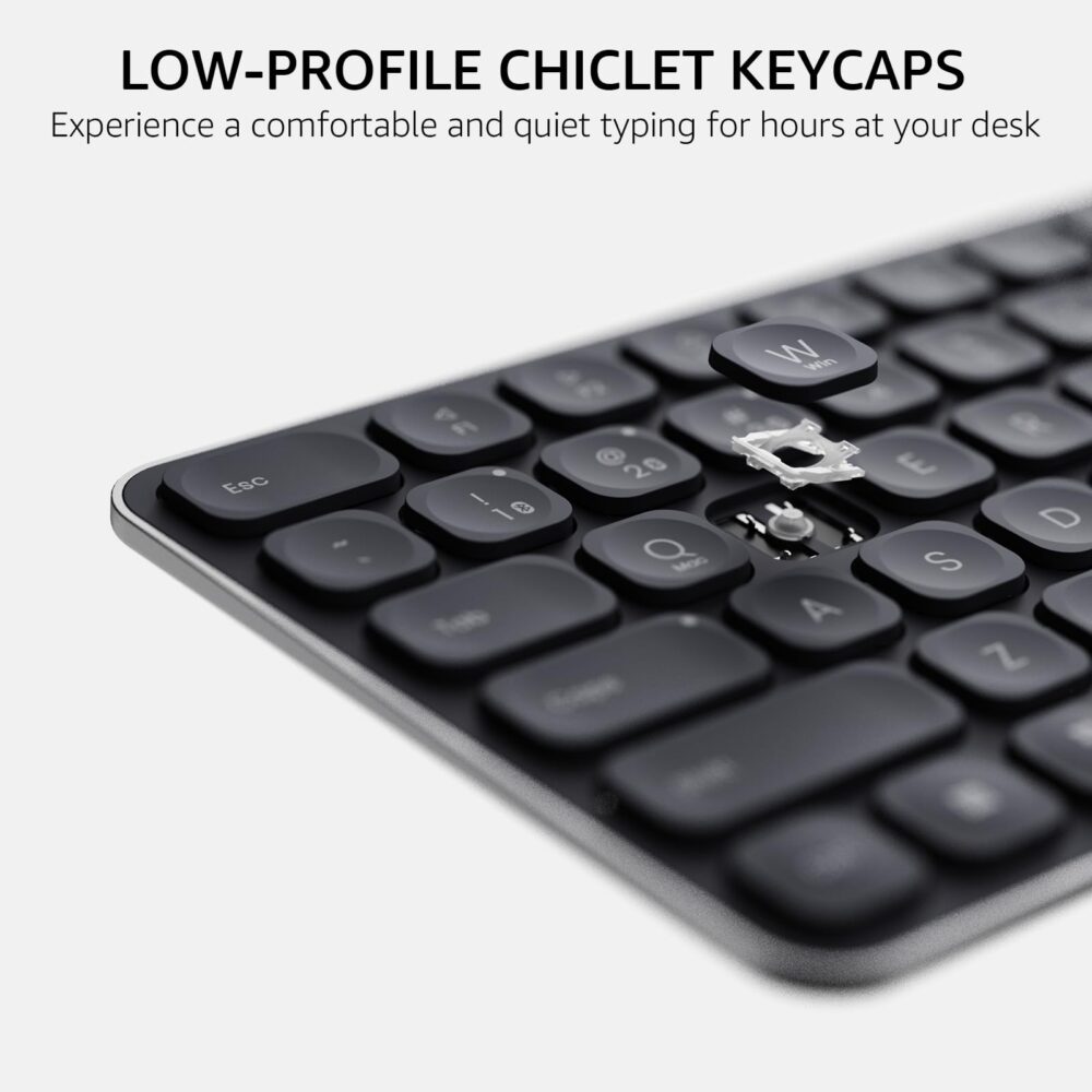 Rapoo E9050L Bluetooth Wireless Multi-Device Keyboard(4 Devices), Rechargeable, Led Indicators, Ultra-Thin, Ergonomic, Compatible with Windows, iOS, Android, Tab, Smartphones -Grey 3-Year Warranty - Image 7