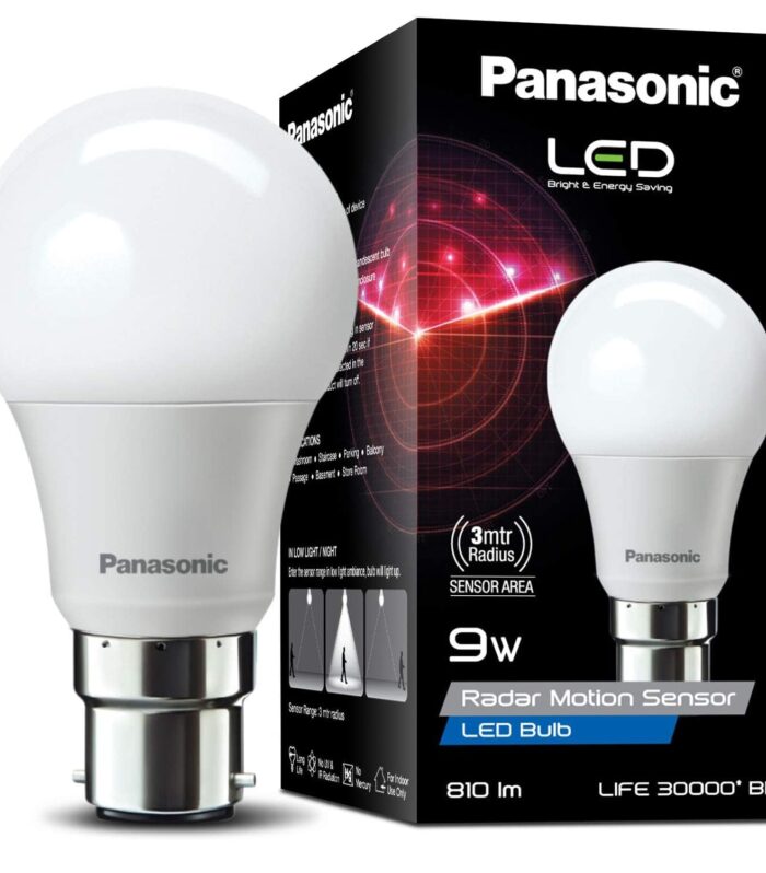 Panasonic 9 Watt Motion Sensor Led B22D Bulb for Home with 3 Mtr Radius Sensor Area,Auto Off After 15 Sec Comes with 30000 Bh Life and 1 Yr Warranty