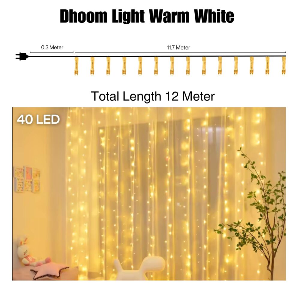 NIYAMAX LED String Lights - 12 Meter Fairy Lights with Full View Light 42 LED Bulb - Waterproof & Flexible Copper LED Serial String Lights (Warm White) - Image 7