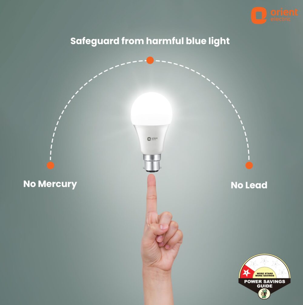 Orient Electric 12W High Glow LED bulb| 180-degree wide beam angle| Voltage surge protection up to 4 kV| 6500K, Cool White| B22d base| Made in India| Pack of 2 - Image 4