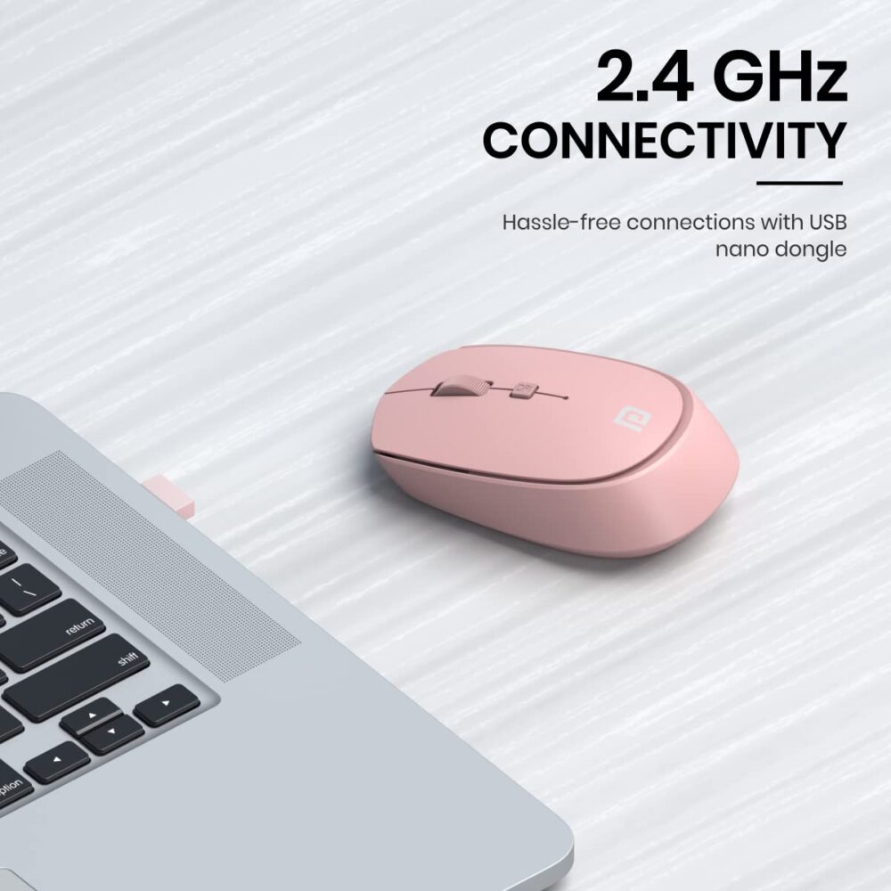 Portronics Toad 23 Wireless Optical Mouse with 2.4GHz, USB Nano Dongle, Optical Orientation, Click Wheel, Adjustable DPI(Pink) - Image 5