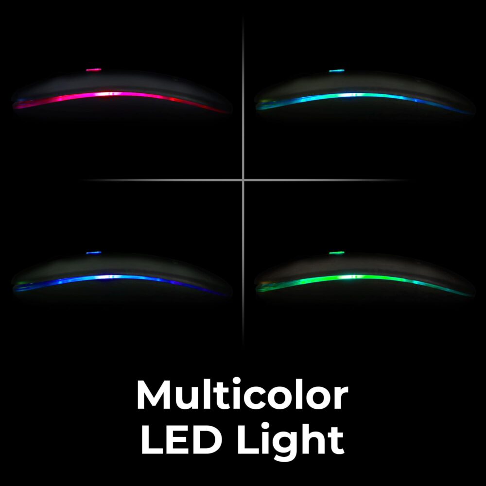 ZEBRONICS Blanc Slim Wireless Mouse with Rechargeable Battery, BT + 2.4GHz, 4 Buttons, 800/1200/1600 DPI, Silent Operation, Multicolor LED Lights - Image 6