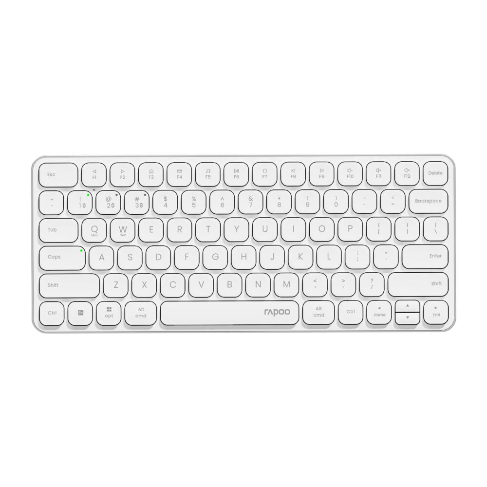 Rapoo E9050L Bluetooth Wireless Multi-Device Keyboard(4 Devices), Rechargeable, Led Indicators, Ultra-Thin, Ergonomic, Compatible with Windows, iOS, Android, Tab, Smartphones -White, 3-Year Warranty