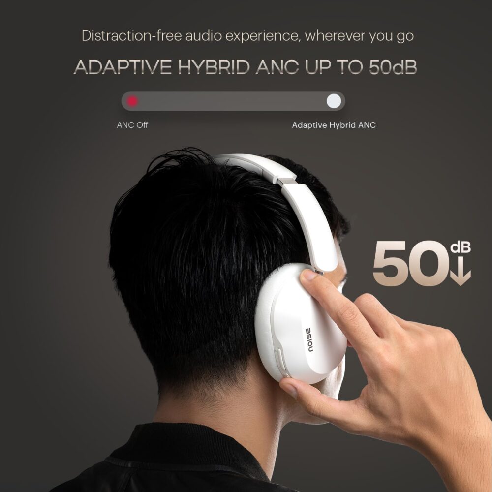 Noise Newly Launched Airwave Max 5 Wireless Over Ear Headphones with Adaptive Hybrid ANC (up to 50dB), HFA Tech, 80H Playtime, Dual Pairing(Calm Beige) - Image 5