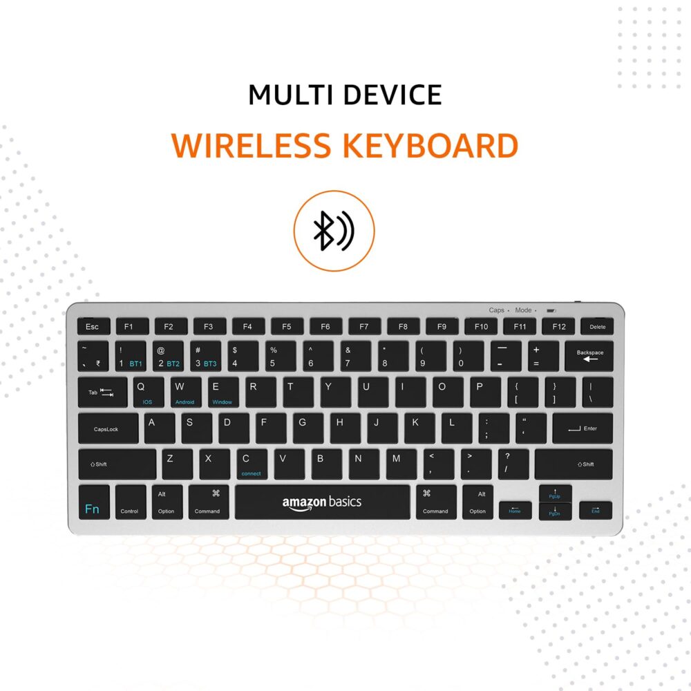 amazon basics Wireless Bluetooth Keyboard | Easy Switch for Up to 3 Devices | Ideal for Tablets & Mobiles | iOS, Windows, Android Compatible | Type C Port | Noiseless Keys | 78 Keys (Black and Grey) - Image 8