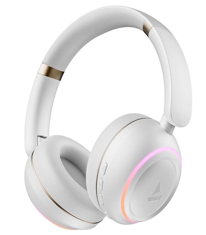 boAt Rockerz 480 W/RGB LEDs, 6 Light Modes, 40Mm Drivers, Beast Mode, 60Hrs Playback, Enx Tech, BT V5.3, Adaptive Fit & Easy Access Controls, Bluetooth Over Ear Headphones(White Sabre)