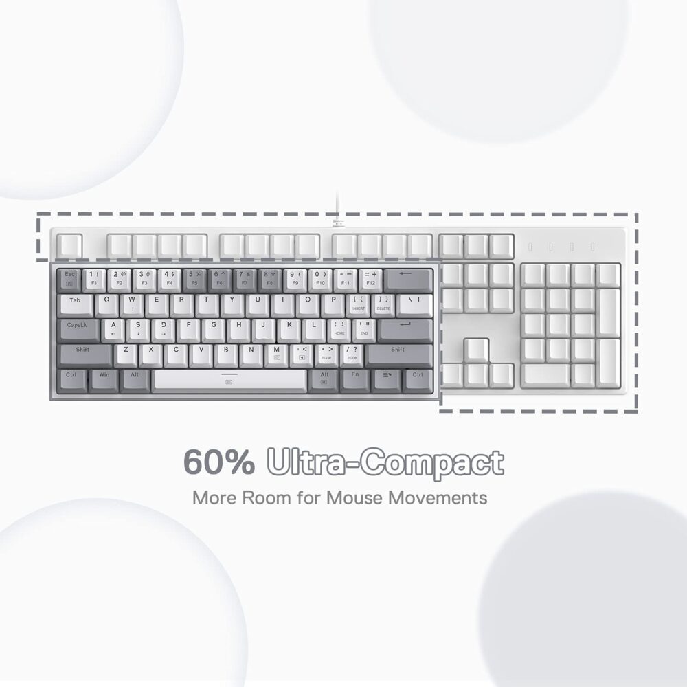 Redragon K617 Fizz 60% Wired RGB Gaming Keyboard, 61 Keys Compact Mechanical Keyboard w/White and Grey Color Keycaps, Linear Red Switch, Pro Driver/Software Supported - Image 7