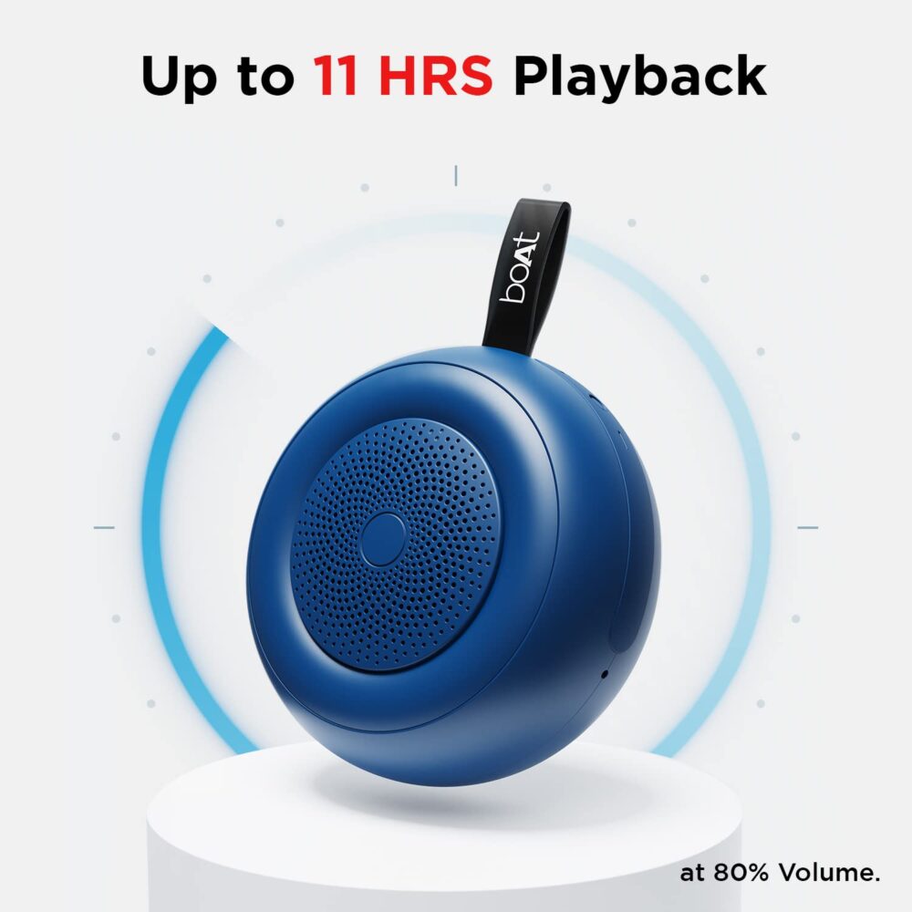 boAt Stone 135 Portable Wireless Speaker with 5W RMS Immersive Sound,IPX4 Water Resistance, True Wireless Feature, Up to 11H Total Playtime, Multi-Connectivity Modes with Type C Charging(Bold Blue) - Image 6
