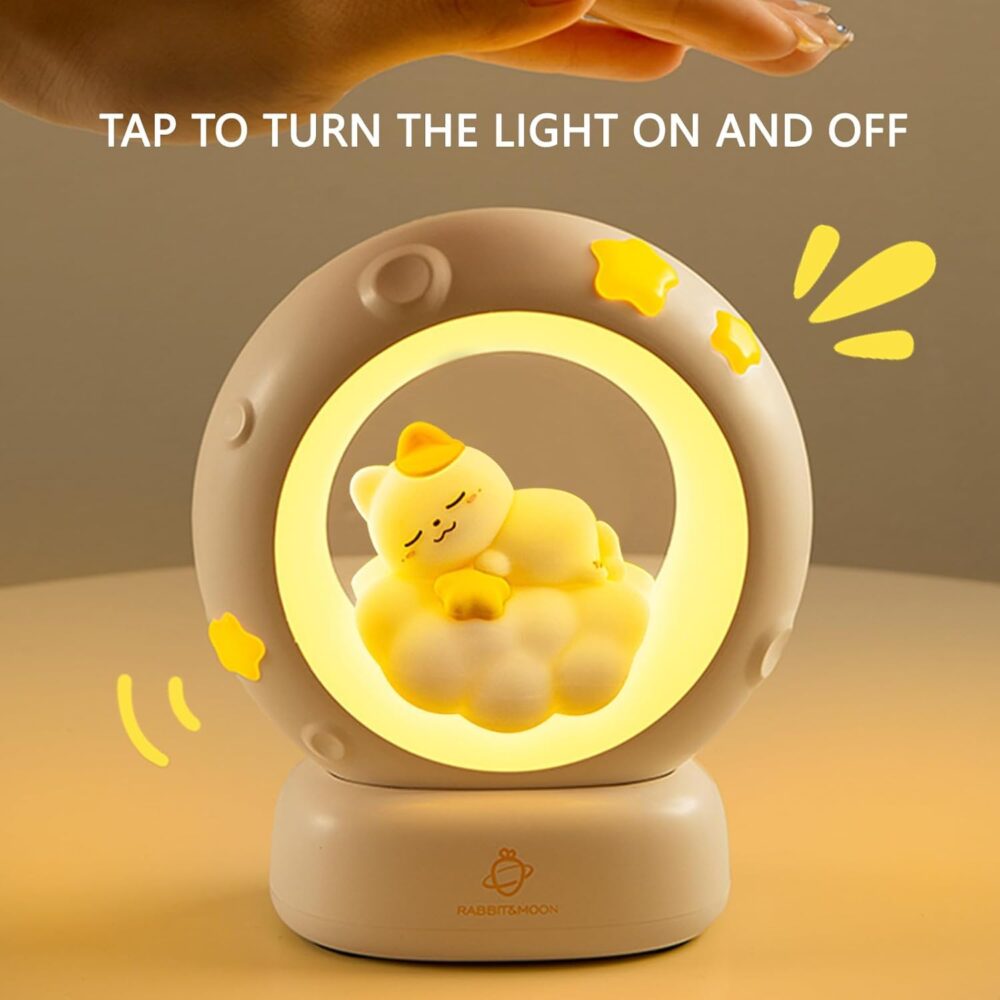 KRIVAZ Space Kitty LED Night Light for Kids, Nursery Night Light, Table Lamp, Animal Kitty Bedside Decor Lamp with Dimmable for Gifts for Girls Baby Cat Lovers (Cat) - Image 2