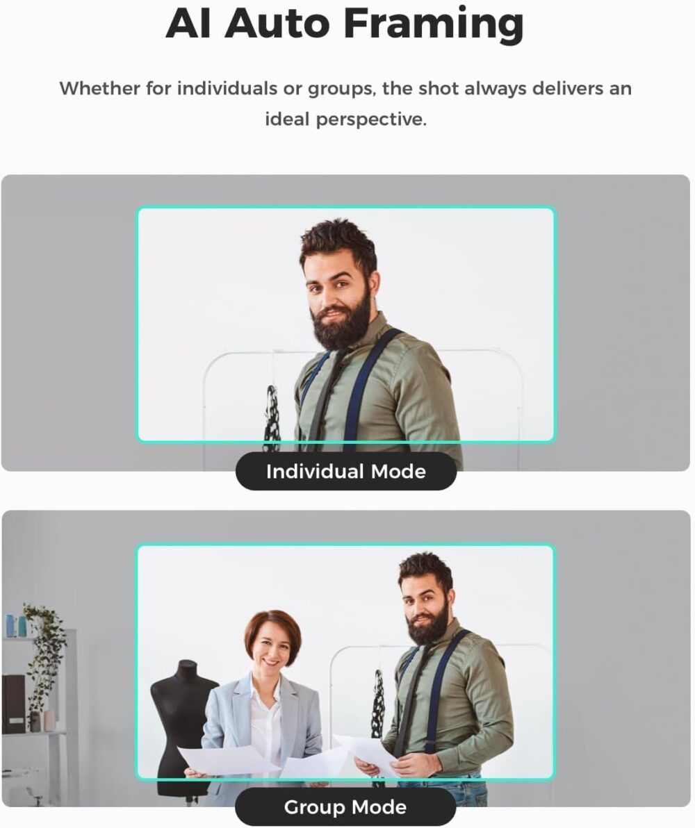 OBSBOT Meet SE AI-Powered FHD Webcam with 1/2.8'' CMOS Sensor | 1080p@100fps, 720p@150fps Resolution | Auto Framing, Landscape, Portrait, Beauty, Group Mode | Dual Native ISO | Staggered HDR | White - Image 6