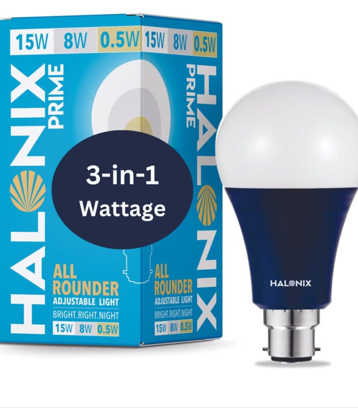 Halonix All Rounder Base B22D 15W,8W,0.5W Multi Wattage Adjustable Light Led Bulb (Pack Of 1, White & Yellow)