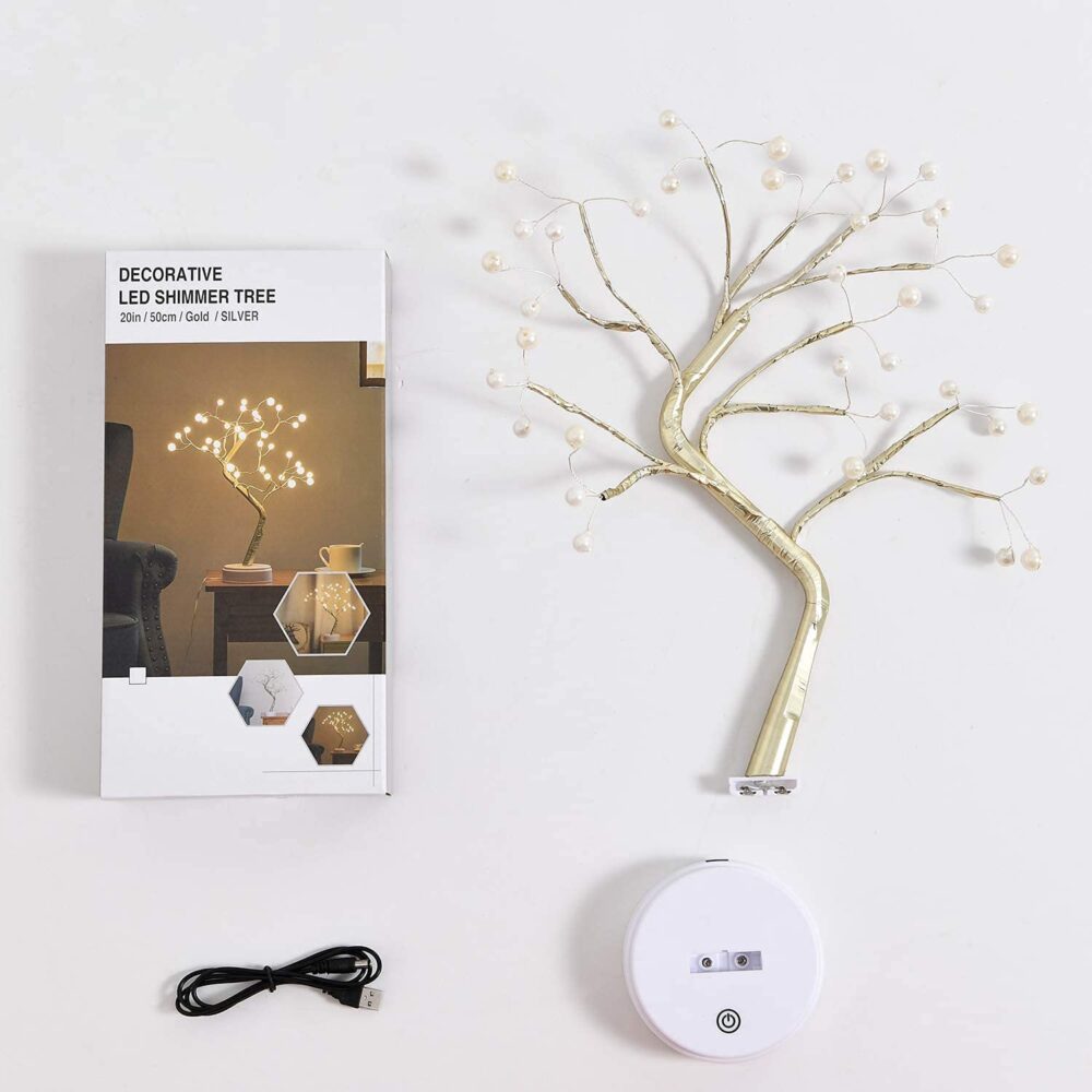 REFULGIX 36 LED Pearl Bonsai Tree Lamp with Touch Switch | USB & Battery Operated Decorative Light for Home, Bedroom, Festival, Gift Use (Warm White, Pack of 1) - Image 2