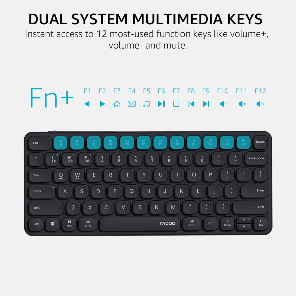Rapoo E9050L Bluetooth Wireless Multi-Device Keyboard(4 Devices), Rechargeable, Led Indicators, Ultra-Thin, Ergonomic, Compatible with Windows, iOS, Android, Tab, Smartphones -Grey 3-Year Warranty - Image 6