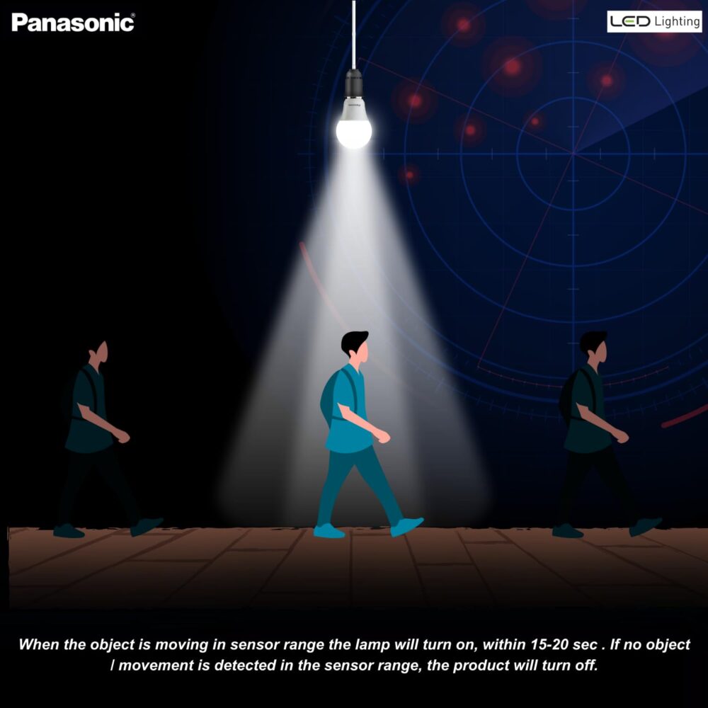 Panasonic 9 Watt Motion Sensor Led B22D Bulb for Home with 3 Mtr Radius Sensor Area,Auto Off After 15 Sec Comes with 30000 Bh Life and 1 Yr Warranty - Image 4