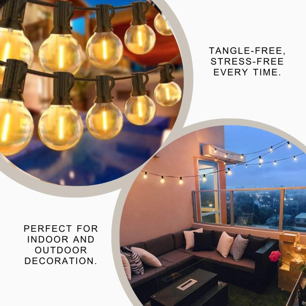 XERGY Acrylic Outdoor String Lights Led 15 Feet G40 Globe Lights With 15 Edison Break Proof Bulbs(1 Spare),Light For Backyard Terrace Garden Balcony Party Decor For Home Decoration,Warm White - Image 2