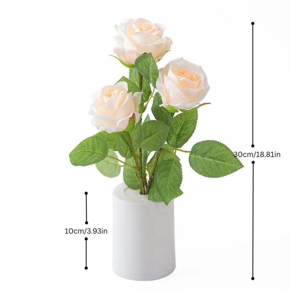 One94Store LED Rose Lamp – Romantic Bedside Night Light, Simulation Bouquet for Home, Bedroom, Wedding & Decorative Display Warm White (White Rose) - Image 6